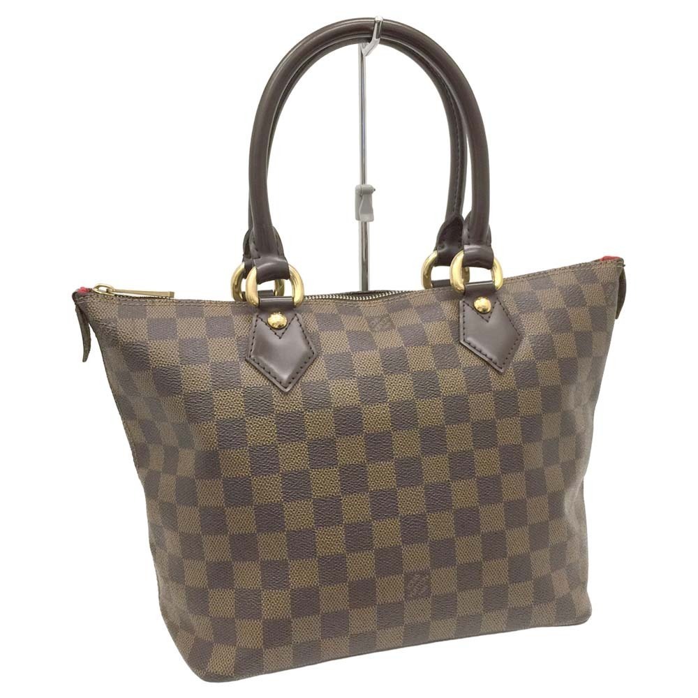 Louis Vuitton Saleya Handbag Damier Ebene Brown Leather